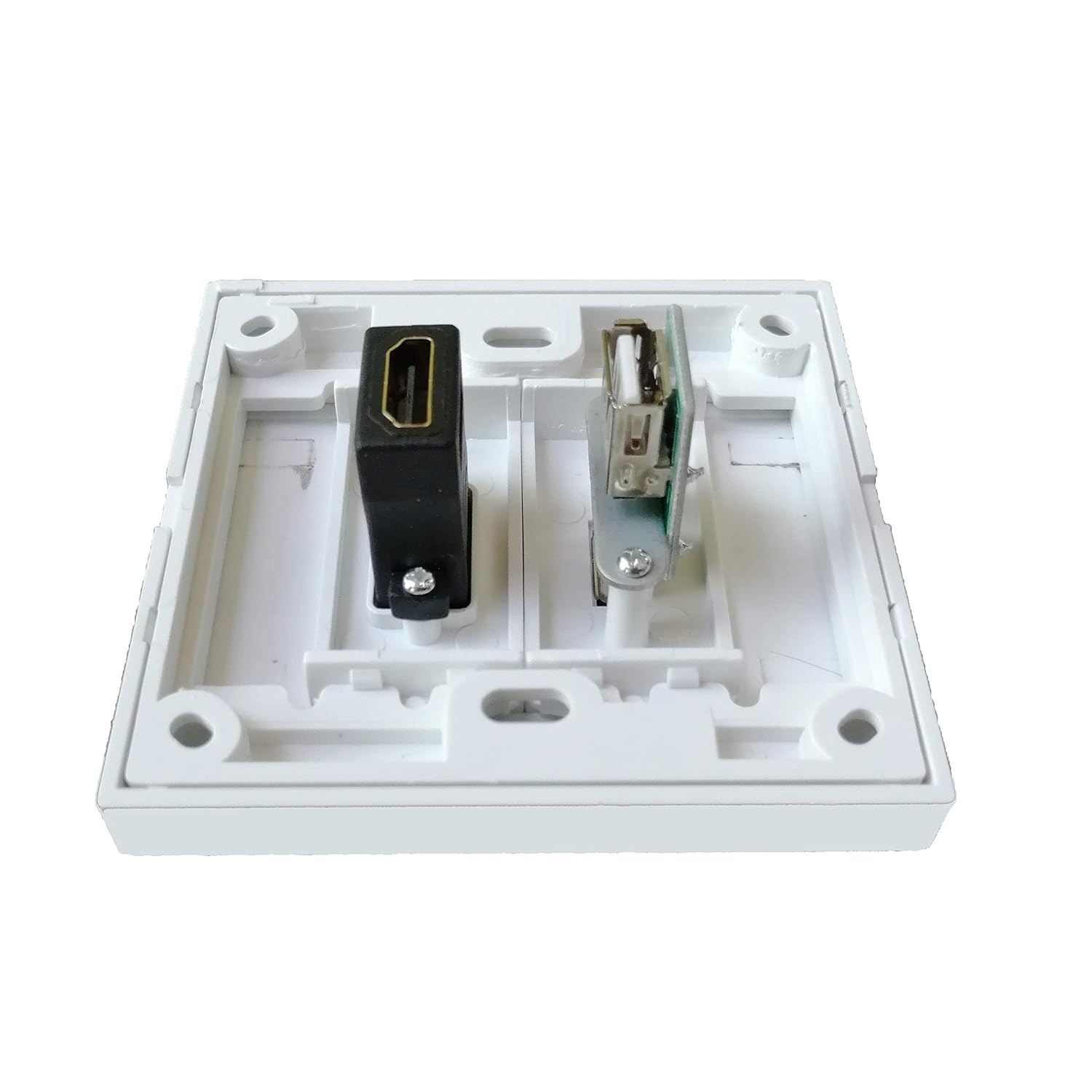 BOXNUBE Multimedia Modular Wall Face Plate with HDMI + USB Panel Sockets - White BOXNUBE Multimedia Modular Wall Face Plate with HDMI + USB Panel Sockets - White